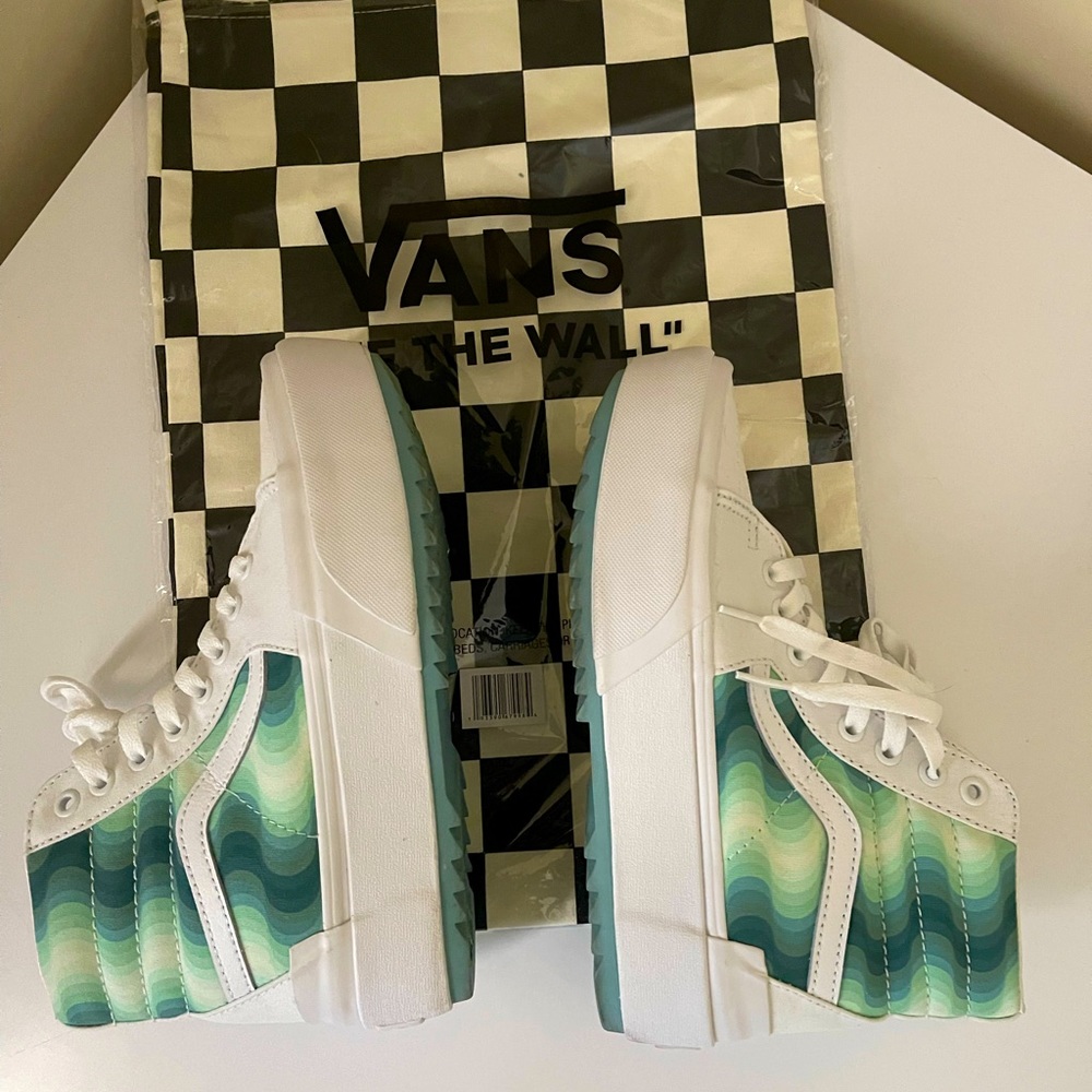 Blue & White High Top Platform Limited Edition Vans